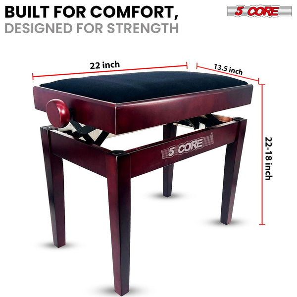 5 Core Adjustable Piano Bench Thick 3.25