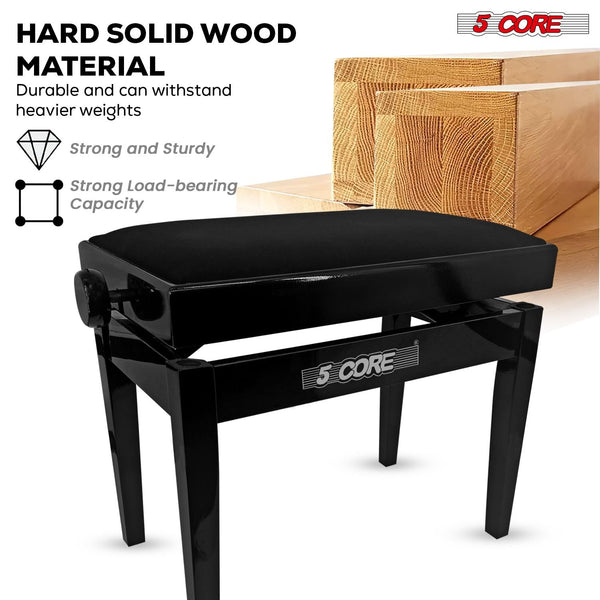 5 Core Adjustable Piano Bench Thick 3.25