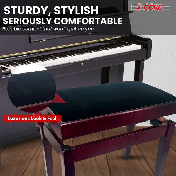 5 Core Adjustable Piano Bench Thick 3.25