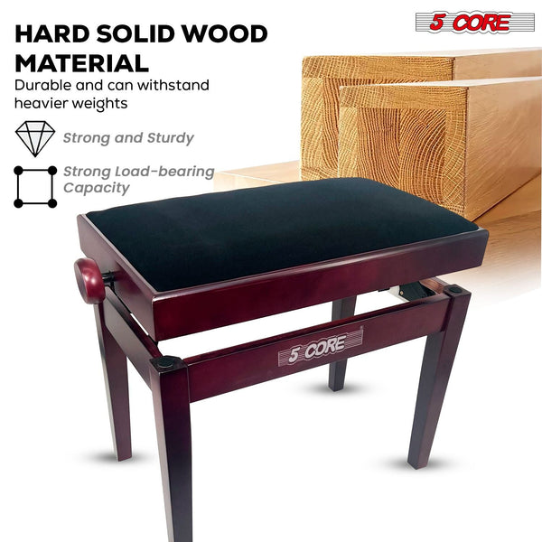 5 Core Adjustable Piano Bench Thick 3.25