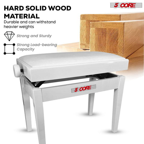 5 Core Adjustable Piano Bench Thick 3.25