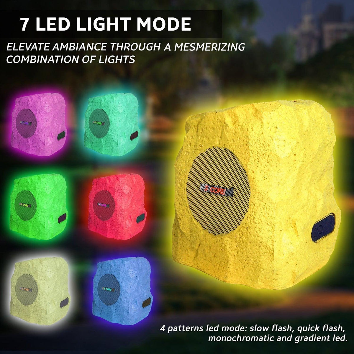 5Core Outdoor Speakers Bluetooth Waterproof Wireless Linkable TWS 10W Pool Patio Garden Rock Subwoofer