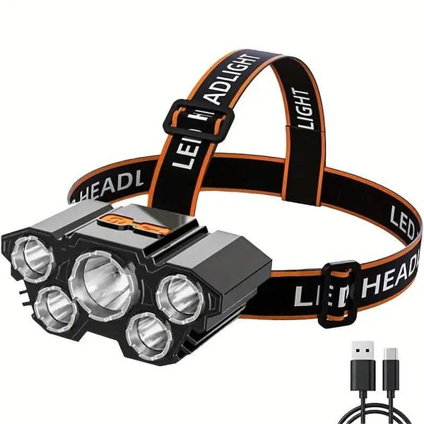5 LED Headlamp High Lumens Super Bright Outdoor Headlight