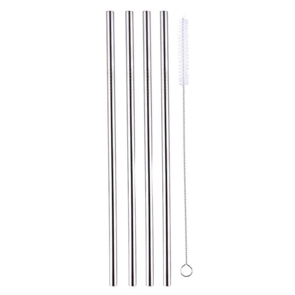 5-Pack: Stainless Steel Bend Or Straight Drinking Straws