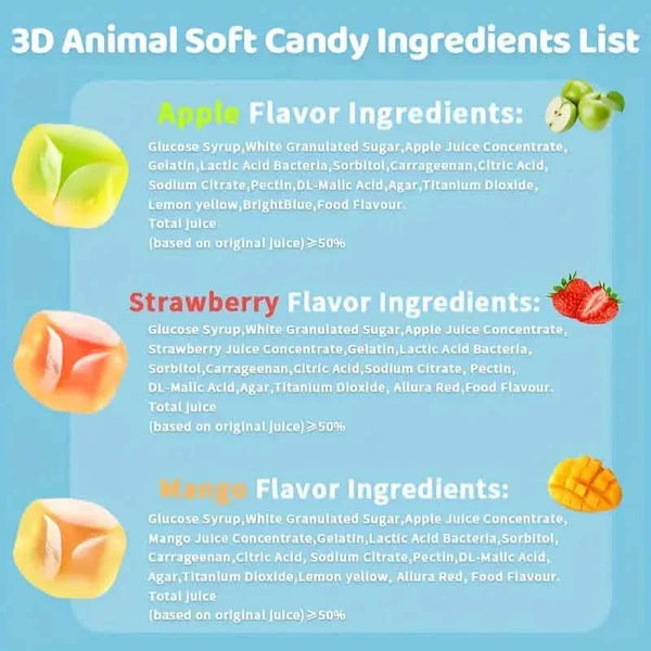 5-Packs: Fun Peeled Gummies - Mixed Styles, Different Flavors, Resealable Bags