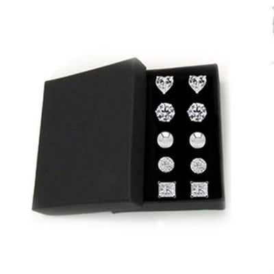 5-Pair Set: Sterling Silver Crystal Stud Set Made with Swarovski Elements
