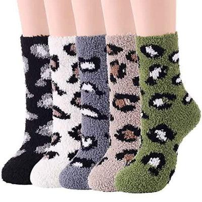 5-Pair: Womens Fuzzy Socks Winter Slipper Socks