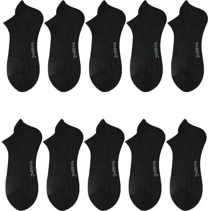 5-Pairs: Casual Ankle Boat Socks With Towel Bottom