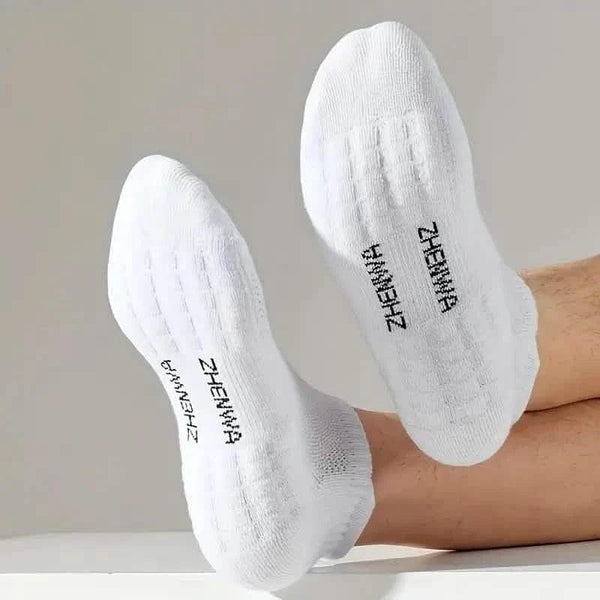 5-Pairs: Casual Ankle Boat Socks With Towel Bottom