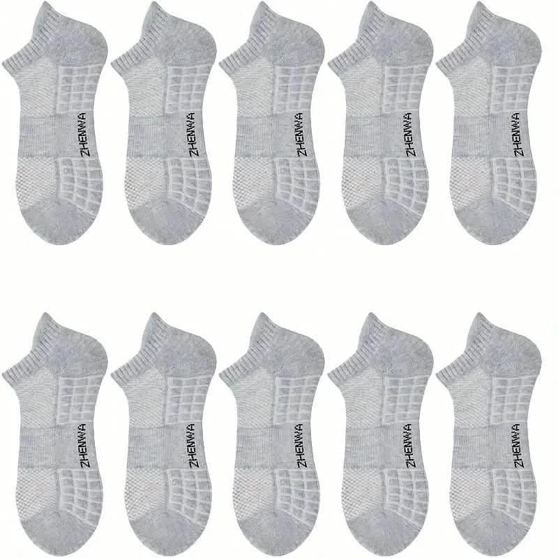5-Pairs: Casual Ankle Boat Socks With Towel Bottom