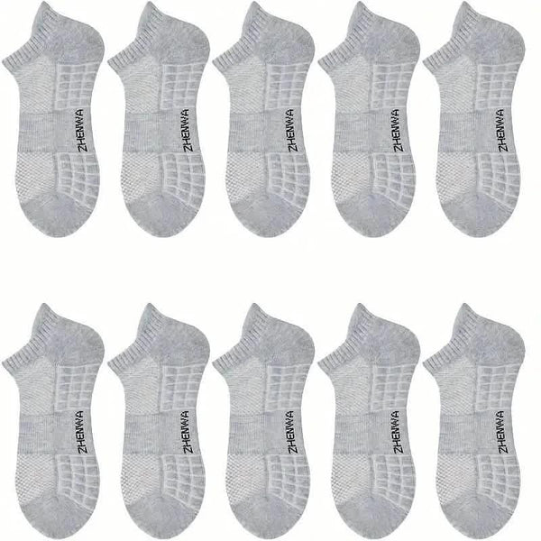 5-Pairs: Casual Ankle Boat Socks With Towel Bottom
