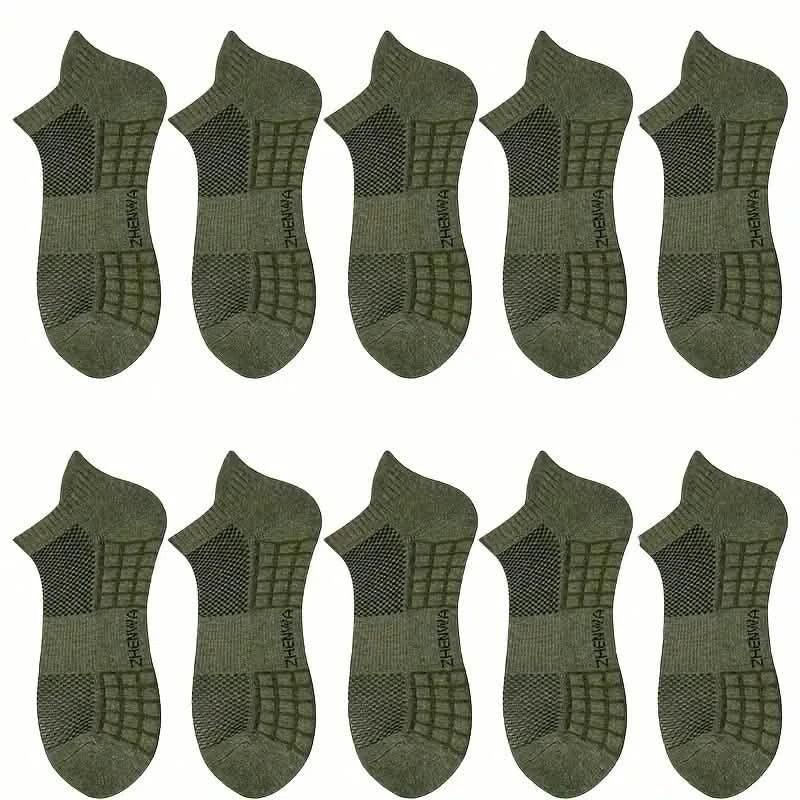 5-Pairs: Casual Ankle Boat Socks With Towel Bottom