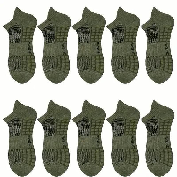 5-Pairs: Casual Ankle Boat Socks With Towel Bottom