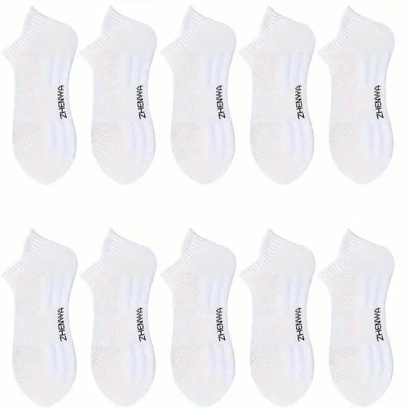 5-Pairs: Casual Ankle Boat Socks With Towel Bottom