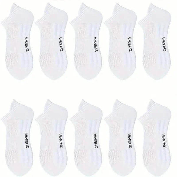 5-Pairs: Casual Ankle Boat Socks With Towel Bottom