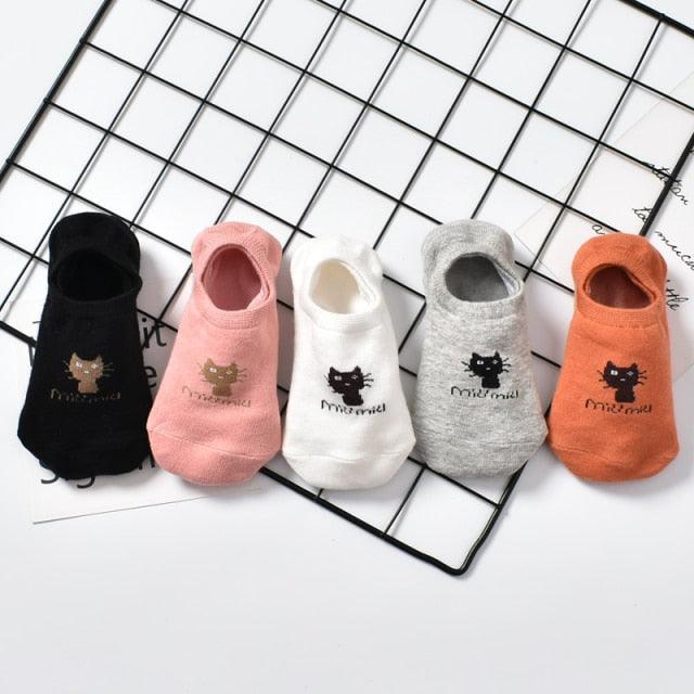 5 Pairs Cute Animal Spring Women Cotton Boat Socks Set Korean Style Funny Cat Dog Panda Low Cut Ankle Short Socks
