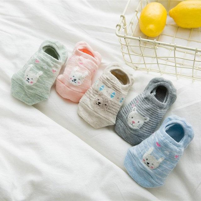 5 Pairs Cute Animal Spring Women Cotton Boat Socks Set Korean Style Funny Cat Dog Panda Low Cut Ankle Short Socks