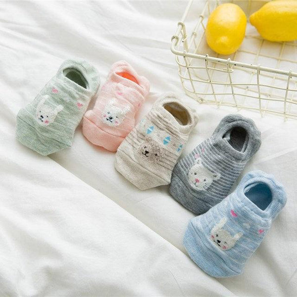 5 Pairs Cute Animal Spring Women Cotton Boat Socks Set Korean Style Funny Cat Dog Panda Low Cut Ankle Short Socks