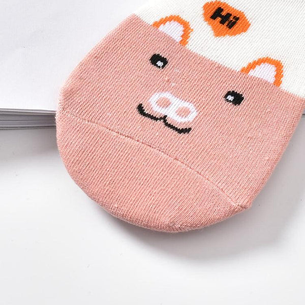 5 Pairs Cute Animal Spring Women Cotton Boat Socks Set Korean Style Funny Cat Dog Panda Low Cut Ankle Short Socks