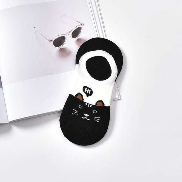 5 Pairs Cute Animal Spring Women Cotton Boat Socks Set Korean Style Funny Cat Dog Panda Low Cut Ankle Short Socks