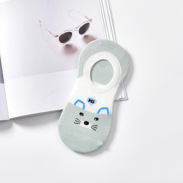 5 Pairs Cute Animal Spring Women Cotton Boat Socks Set Korean Style Funny Cat Dog Panda Low Cut Ankle Short Socks