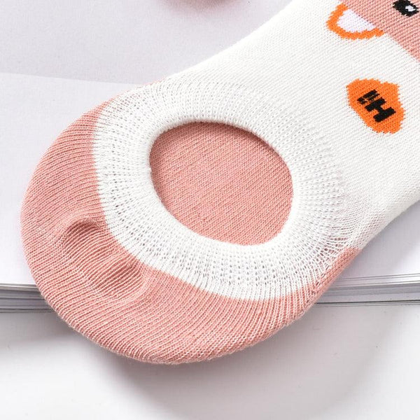 5 Pairs Cute Animal Spring Women Cotton Boat Socks Set Korean Style Funny Cat Dog Panda Low Cut Ankle Short Socks