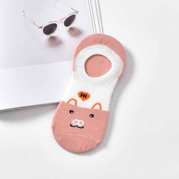 5 Pairs Cute Animal Spring Women Cotton Boat Socks Set Korean Style Funny Cat Dog Panda Low Cut Ankle Short Socks