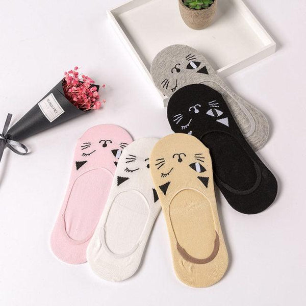 5 Pairs Cute Animal Spring Women Cotton Boat Socks Set Korean Style Funny Cat Dog Panda Low Cut Ankle Short Socks
