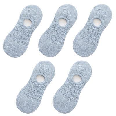 5 Pairs Female Silicone non-slip invisible Socks Summer Solid Color Mesh Ankle Boat Socks Female Cotton Slipper No show Socks For Women