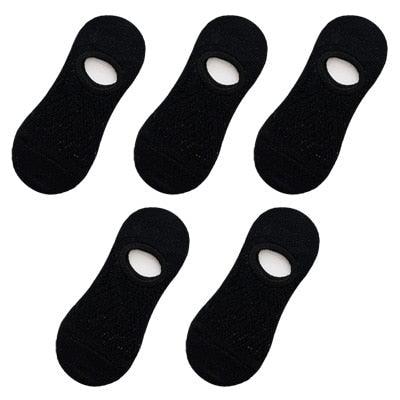5 Pairs Female Silicone non-slip invisible Socks Summer Solid Color Mesh Ankle Boat Socks Female Cotton Slipper No show Socks For Women