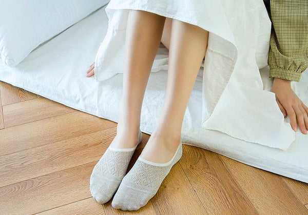 5 Pairs Female Silicone non-slip invisible Socks Summer Solid Color Mesh Ankle Boat Socks Female Cotton Slipper No show Socks For Women