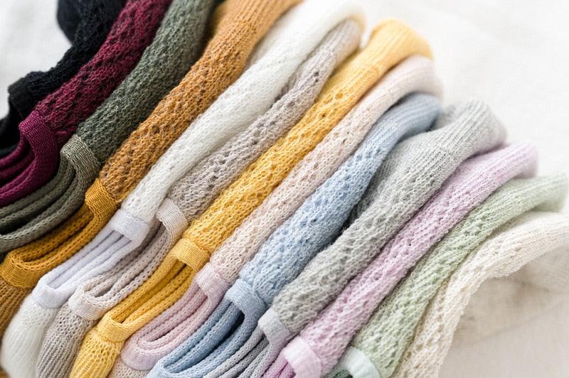 5 Pairs Female Silicone non-slip invisible Socks Summer Solid Color Mesh Ankle Boat Socks Female Cotton Slipper No show Socks For Women