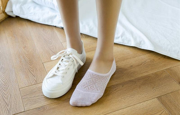 5 Pairs Female Silicone non-slip invisible Socks Summer Solid Color Mesh Ankle Boat Socks Female Cotton Slipper No show Socks For Women