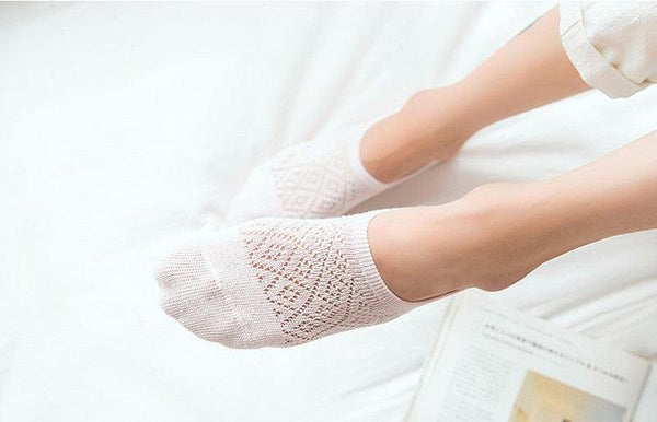 5 Pairs Female Silicone non-slip invisible Socks Summer Solid Color Mesh Ankle Boat Socks Female Cotton Slipper No show Socks For Women