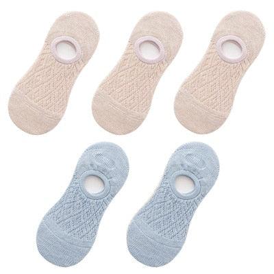 5 Pairs Female Silicone non-slip invisible Socks Summer Solid Color Mesh Ankle Boat Socks Female Cotton Slipper No show Socks For Women