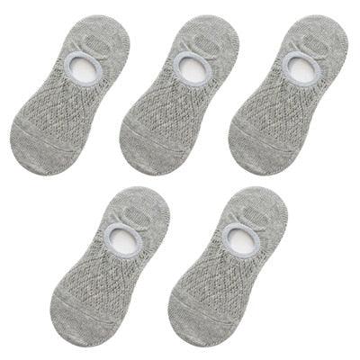 5 Pairs Female Silicone non-slip invisible Socks Summer Solid Color Mesh Ankle Boat Socks Female Cotton Slipper No show Socks For Women