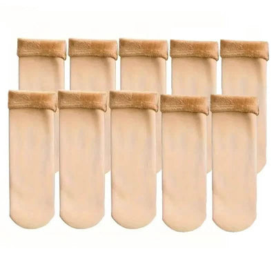 5-Pairs: Ultra-Soft Plush Lined Thermal Socks - Comfy Mid Tube Socks