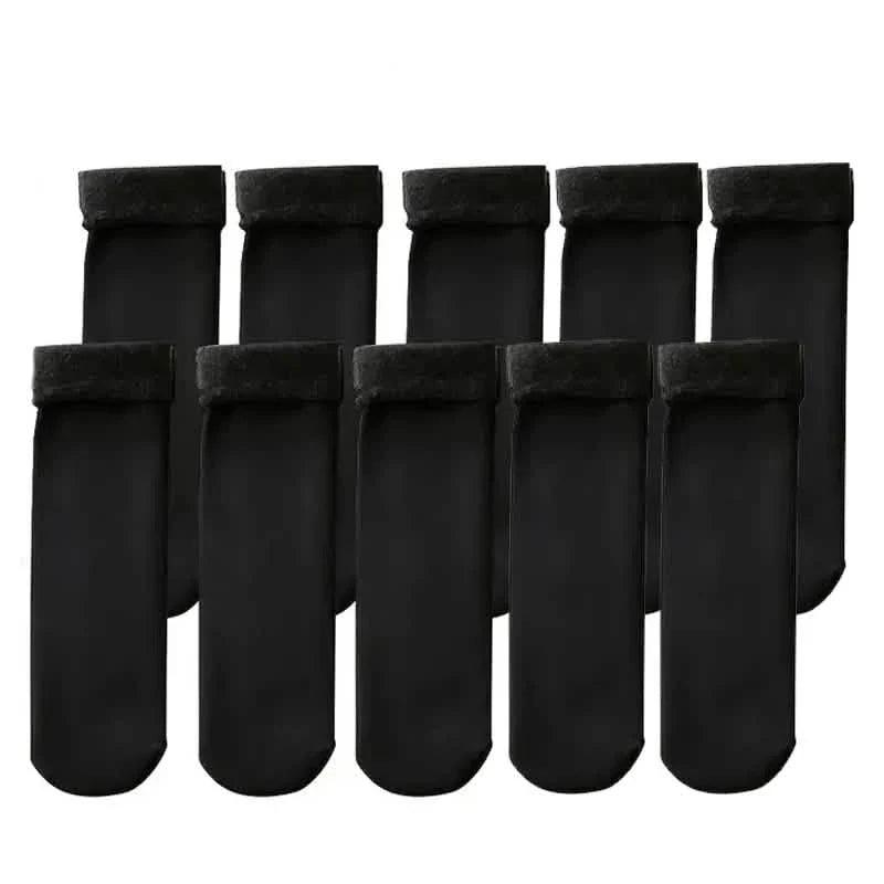 5-Pairs: Ultra-Soft Plush Lined Thermal Socks - Comfy Mid Tube Socks