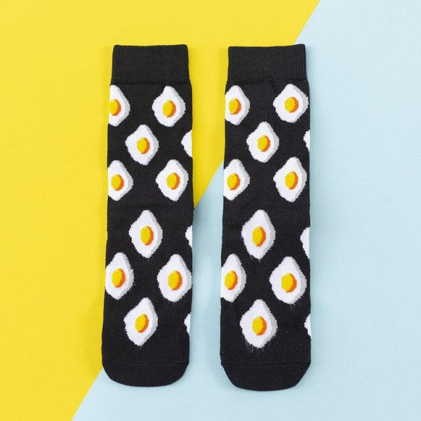5 Pairs Women's Colorful Cotton Socks Fruits Banana Avocado Lemon Egg Cookie Donuts Food Happy Color Socks