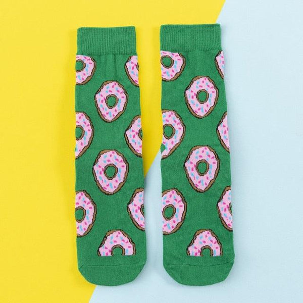 5 Pairs Women's Colorful Cotton Socks Fruits Banana Avocado Lemon Egg Cookie Donuts Food Happy Color Socks