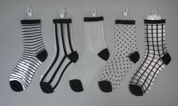 5 Pairs Young Girl Funny Cute Fashion Colorful Candy Dot Red Lips Wave Socks Sweet Women Thin Summer Ankle Crystal Sheer Socks For Women