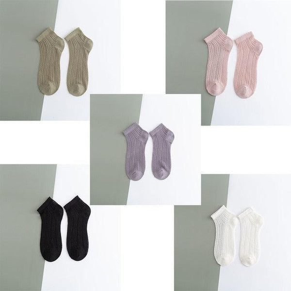 5 Pairs Young Girl Funny Cute Fashion Colorful Candy Dot Red Lips Wave Socks Sweet Women Thin Summer Ankle Crystal Sheer Socks For Women