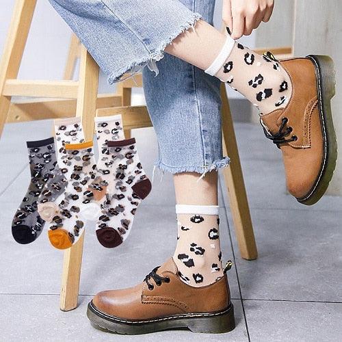 5 Pairs Young Girl Funny Cute Fashion Colorful Candy Dot Red Lips Wave Socks Sweet Women Thin Summer Ankle Crystal Sheer Socks For Women