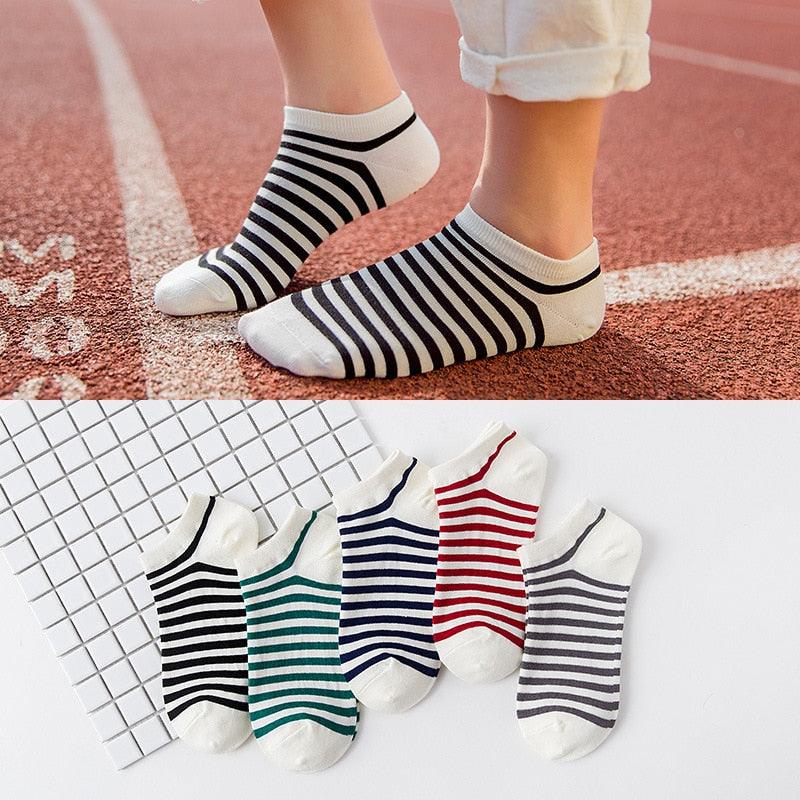 5 Pairs/Set Women's Cotton Happy Cute Cat Short Socks Print Cartoon Animal Casual Summer Socks Red Heart Funny Ankle Socks Pure Cotton Socks For Men And Women