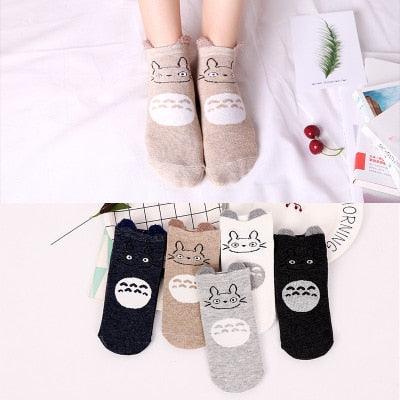 5 Pairs/Set Women's Cotton Happy Cute Cat Short Socks Print Cartoon Animal Casual Summer Socks Red Heart Funny Ankle Socks Pure Cotton Socks For Men And Women