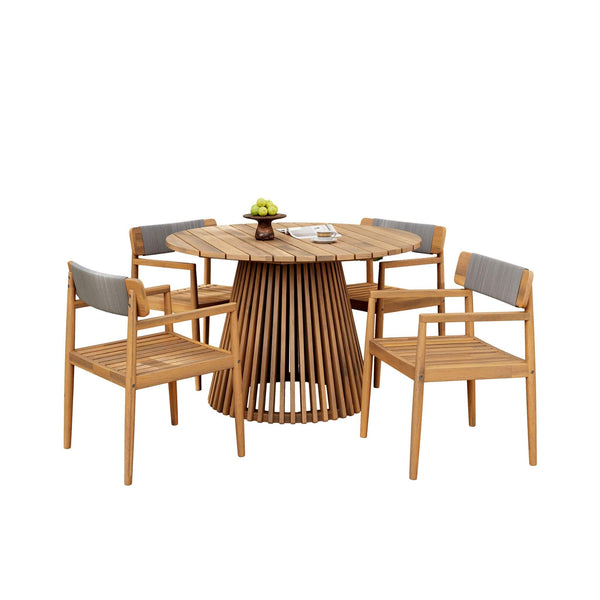 Premium 5-Piece Acacia Wooden Outdoor Furniture Patio Set With Dining Chairs And Table (SAK70445)