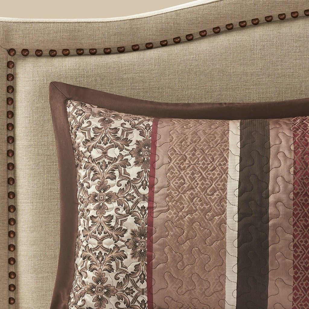 5 Piece Reversible Jacquard Bedspread Set Red King