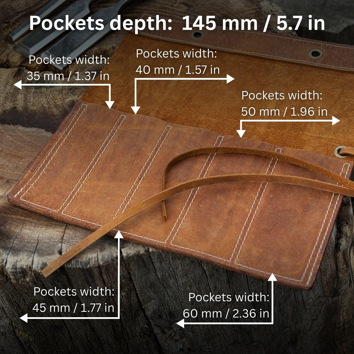 5 Pocket Leather Chisel Roll