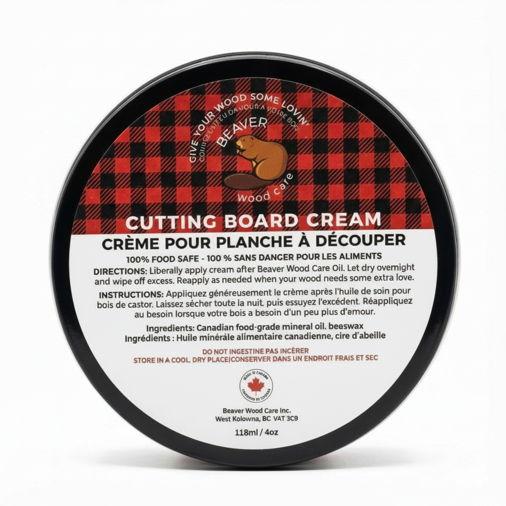 118ml Cutting Board Cream | 100% Canadian Beeswax & Mineral Oil | Food Safe Finish Beaver Wood Care