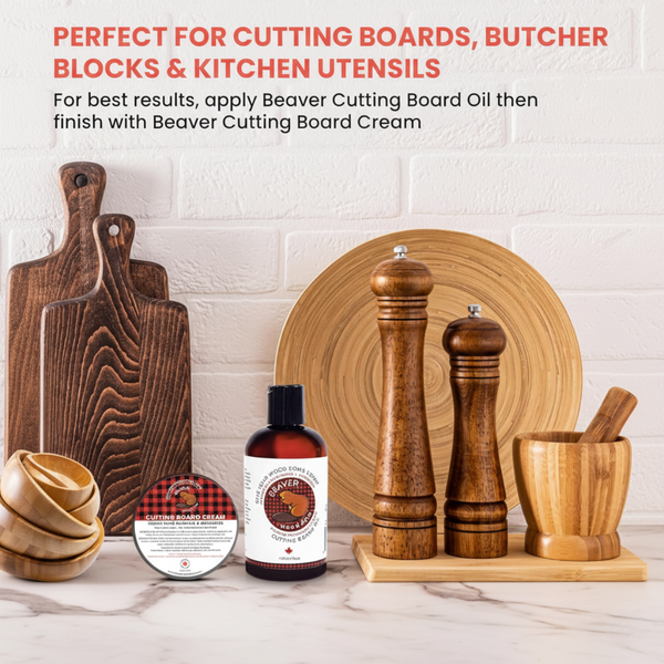 118ml Cutting Board Cream | 100% Canadian Beeswax & Mineral Oil | Food Safe Finish Beaver Wood Care